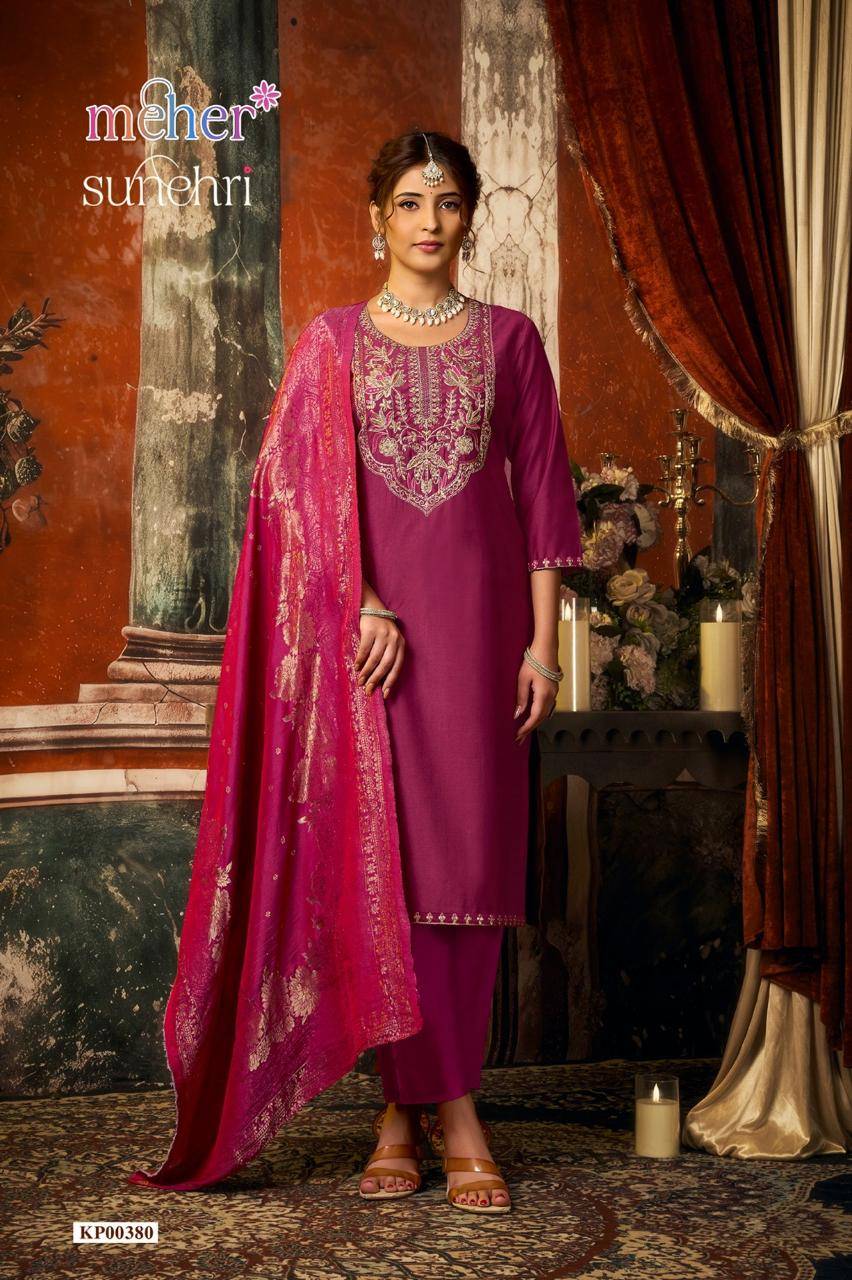 SUNEHRI By Meher Fashion Stylish Beautiful Colourful Silk Dresses At Wholesale Price